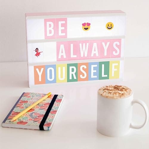 Pink Cinema Light Box with 400 Letters & Emojis & 2 Markers - BONNYCO | Led Light Box Home Office & Room Decor | Light Up Sign Letters Board Gifts for Women & Girls Christmas & Birthdays | Pink Decor - Pink thumbnail 6