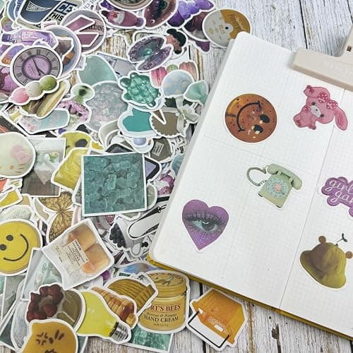 BOMICHI 240 Pcs Colorful Aesthetic Stickers for Scrapbooks,Cute Vinyl Stickers with 4 Different Colorful Themes for Water Bottles Laptop Stickers Skateboard Notebooks Phone Kindle thumbnail 2