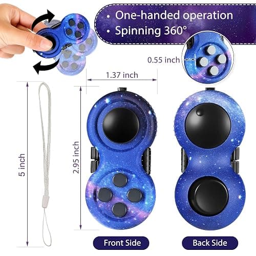 Skylety 2 Fidget Toy Game Controller Fidget Pad, Starry Purple Starry Blue | Stress Relief Sensory Toy, Concentration Toy with 8 Fidget Functions, for ADHD Autism Relief Stress Anxiety thumbnail 3