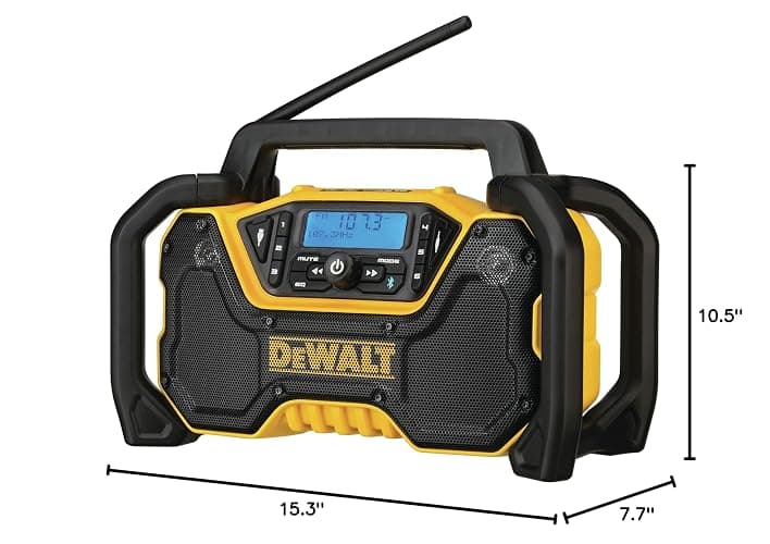 DEWALT 12V/20V MAX Portable Bluetooth Radio, Cordless, 100 ft Range, 3.5” Subwoofers, Jobsite (DCR028B) thumbnail 9