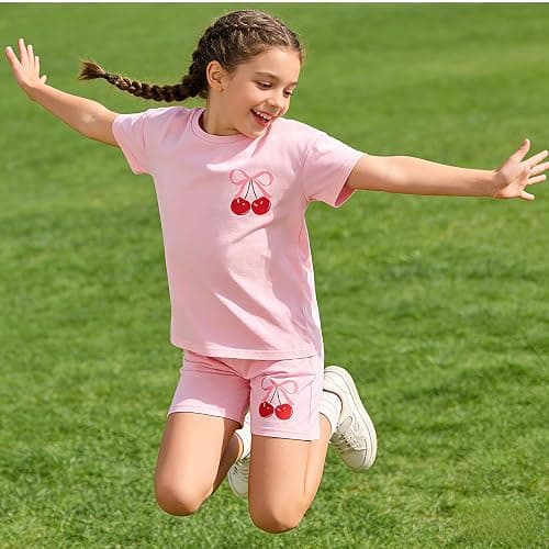 Zylvae Kid Girl 6-11 Years Summer 2-Piece Outfit Set - Daisy/Bow Print Top & Patterned Shorts Clothing Set thumbnail 7