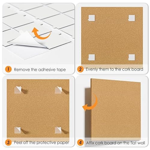 MaxGear Large Cork Board for Wall 36" x 24", 6 Pack Cork Board Tiles with 20 Pushpins & Safe Removable Adhesive Tabs, 12" x 12" Corkboards for Office, School & Home thumbnail 7
