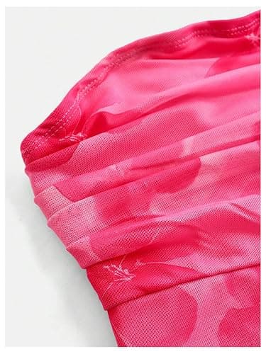 Milumia Girl's Floral Ruched Tube Top Strapless Lettuce Trim Split Hem Bandeau Tops thumbnail 3
