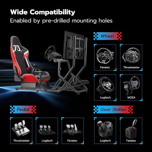 ARES WING Racing Simulator Cockpit with Monitor Mount and Seat, Formula and GT Sim Racing Cockpit Compatible with Fanatec, Thrustmaster, Logitech, Moza Racing Games on PS5, PS4, Xbox and PC thumbnail 5