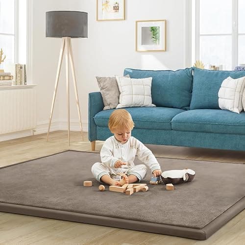 ILPEOD Baby Play Mat for Floor Nursery Rug Muscle Mat Area Rug Playroom Rug 50"x50" Playpen Mat Memory Foam 1.3" Thick Crawling Mat for Babies,Toddlers, Infants, Kids,Camel thumbnail 6