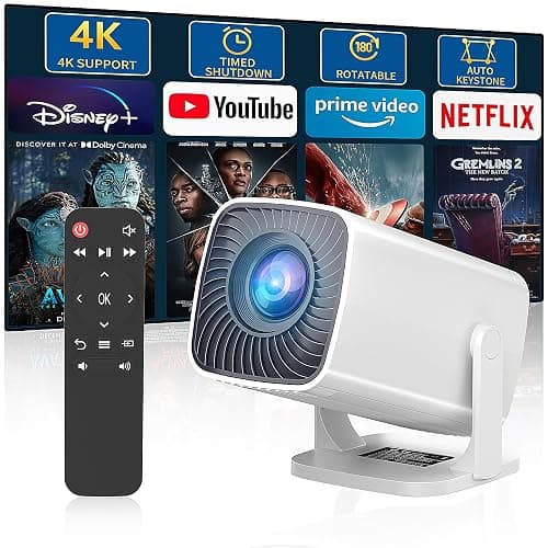 Mini Projector, Portable Outdoor Projector 4K Supported, Short Throw Movie Projector Compatible with Smartphone, TV Stick, Laptop, Game Consoles - Standard - Image 1