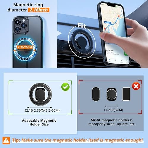 CACOE Magnetic Case for iPhone 14 Pro 6.1 inch-Compatible with MagSafe & Magnetic Car Phone Mount,TPU Thin Phone Cases Cover Protective Shockproof Anti-Fingerprint(Matte Black) thumbnail 3