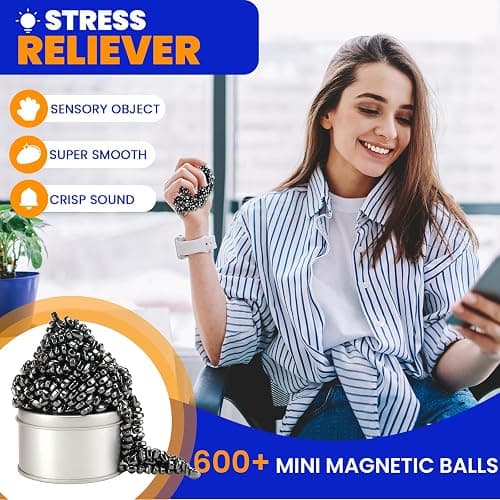 LECTRUS Magnetic Balls Over 600 PCS Mini Magnetic Putty, with 2 Big Smooth Magnetic Beads, Fidget Toys for Adult, Weak Ferrite Putty Desk Toys for Office (Black) thumbnail 2