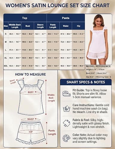 Frcdaunrs Satin Pajama Set for Women 2 Piece Silk Pjs Ruffle Sleeve Top and Shorts Cute Bridal Sleepwear Set S-XXL thumbnail 9