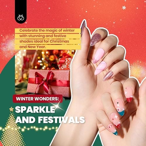 Beetles Gel Nail Polish Kit with U V Light - 68 Pcs Set 35 Colors Pink Glitter Nude Gray Gel Polish with Base Matte&Glossy Top Coat Vivid Seasons Gel Nail Set Nail Art Gift for Women & Girls thumbnail 6