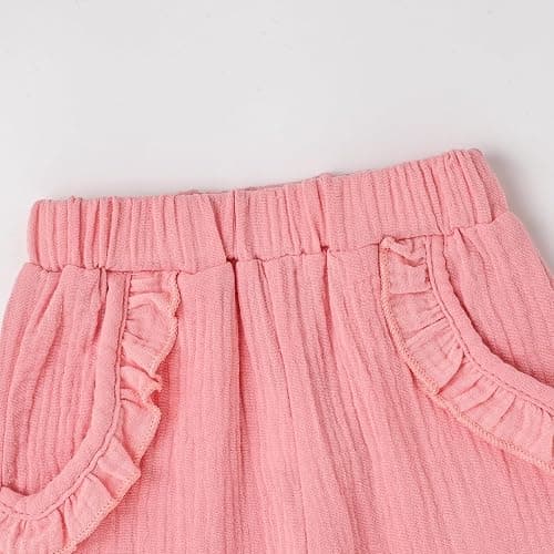 Aenbilo Toddler Baby Girl Clothes Summer Outfits Cute Bow Button Ruffle Camisole Pants Set 9-36 Months thumbnail 6
