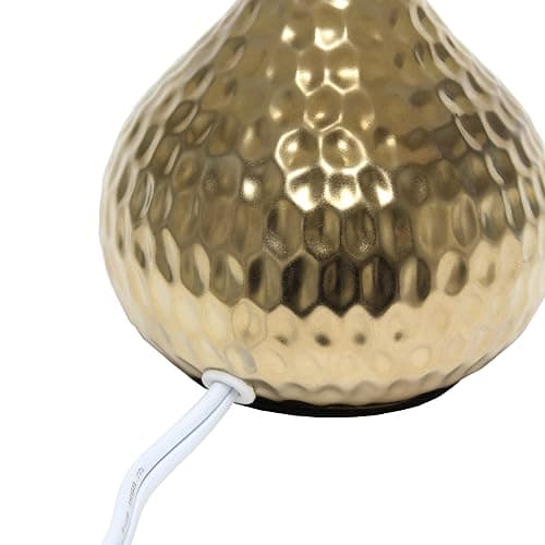 Simple Designs LT2073-GDB Mini Hammered Texture Gold Drip Table Lamp with Black Shade - Gold/Black - Solid thumbnail 8
