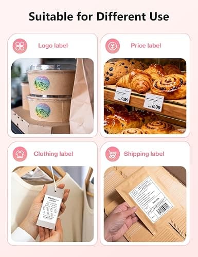 Phomemo Bluetooth Thermal Label Printer, 241BT 4X6 Wireless Shipping Label Printer for Small Business, Pink Labels Printers for Shipping Package, Compatible with iPhone, Android, Shopify, Amazon, USPS thumbnail 5