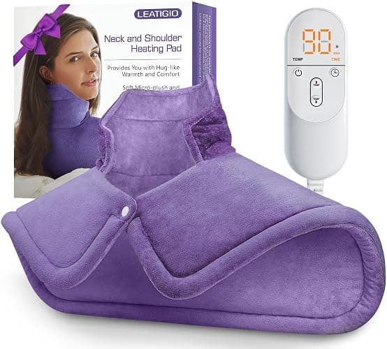 Heating Pad for Neck and Shoulder Pain Relief, Christmas Gifts for Women Mom Wife Sister Grandma Elderly, 2lb Electric Neck Back Heated Pad for Lady, Stocking Stuffers for Her Girlfriend, Purple - Image 1
