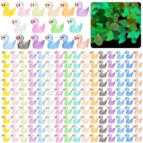 CRTWDMAN 240Pcs Luminous Mini Resin Ducks,Tiny Duck Glow in The Dark,Little Ducks,Small Ducks to Hide,Miniature Figures for Party Favor - Image 1