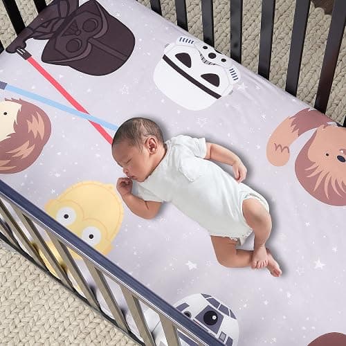 Lambs & Ivy Star Wars Galaxy Cotton Fitted Crib Sheet - Yoda/Darth Vader/R2D2 thumbnail 2