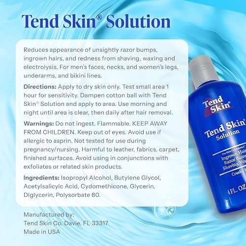 Tend Skin Solution for Unsightly Razor Bumps, Ingrown Hair and Razor Burns, Post Shaving and Waxing Toner for Men and Women, Made in USA, 4 Oz thumbnail 8