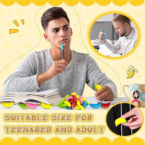 Civaner 30 Pcs Banana Stress Toys Banana Stretchy Toys Stress Relief Balls Back to School Classroom Student Gifts Tiny Party PU Squeeze Balls for Valentine Easter Stocking Stuffers(Multicolor) thumbnail 6