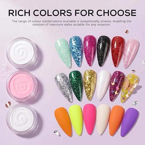 Professional Nail Kit for Beginners with Everything Acrylic Nails Kit with UV Light, Nail Drill, Acrylic Carved powder Glitter Powder, Art Stickers Decor Home Salon Tools for Women Thoughtful Gift thumbnail 7
