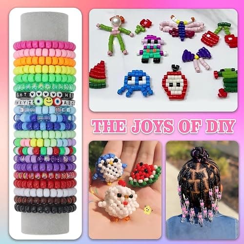 LIS HEGENSA Pony Beads Bulk,Kandi Beads for Necklace Jewelry Making Hair Braiding,Bracelets Making Kits,Hair Bead,Bracelet Plastic Bead for Crafts Braids Girls(24 Color,1000PCS) thumbnail 3