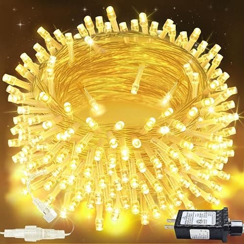 200 LED Connectable String Lights, 66FT Christmas Lights Outdoor Indoor | Warm White, 13 Modes, Timer, Clear Wire Waterproof Twinkle Fairy Lights Plug in for Bedroom Classroom Patio Xmas Tree Decor - Image 1