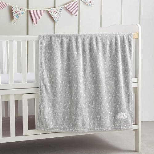 CREVENT 2Pcs 30''X40'' Cute Cozy Fluffy Warm Baby Blankets for Infants Toddlers' Bedding Crib Cot Stroller - Grey Cloud + Knit Animal Blue thumbnail 2