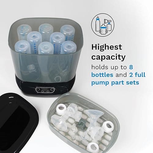 Baby Brezza Bottle Sterilizer and Dryer Advanced – Largest Capacity | 33% Faster Cycle Time - Universal Sterilization Machine for All Bottles + Pump Parts - Steam Sanitizer - HEPA Air Filter thumbnail 3