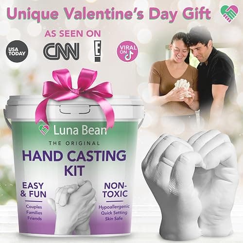 Luna Bean Hand Casting Kit – The Original Hand Mold Kit for Couples – Valentines Day Gifts for Her and Him - Anniversary Engagement Gifts for Women Men Mom Wife Boyfriend Girlfriend Wedding Bridal thumbnail 2