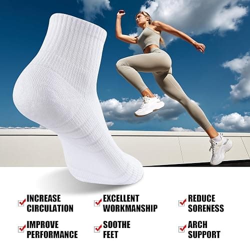 Lapulas Athletic Quarter Socks for Men Women, Cotton Mesh, Cushioned Arch Support, Non-Slip Running Ankle Design, 6 Pack thumbnail 7