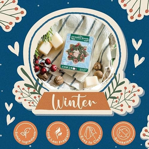 SNOWSEN Winter Scented Wax Melts, Long Lasting Premium Soy Scented Melts Cubes, Soy Wax for Wax Warmer - Gingerbread, Cranberry, Hot Chocolate, Candy Cane and More, Candle Wax Melts Set thumbnail 3