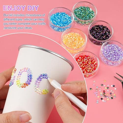 Canvalite 40000Pcs 40 Colors Jelly Rhinestones for Bedazzling, 3mm Multicolor Resin Flatback Gems for Diamond Art, Bedazzler Kit with 3Pcs 10ml B7000 Jewelry Glue for Crafting Book Shoes Nail Art thumbnail 4