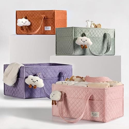 PeraBella Baby Diaper Caddy Organizer, Baby Basket Shower Gift, Portable Changing Table Basket, Postpartum Caddy & Tote Bag Pouch, Newborn Boy & Girl Nursery Essentials Registry, Car Diaper Organizer thumbnail 9