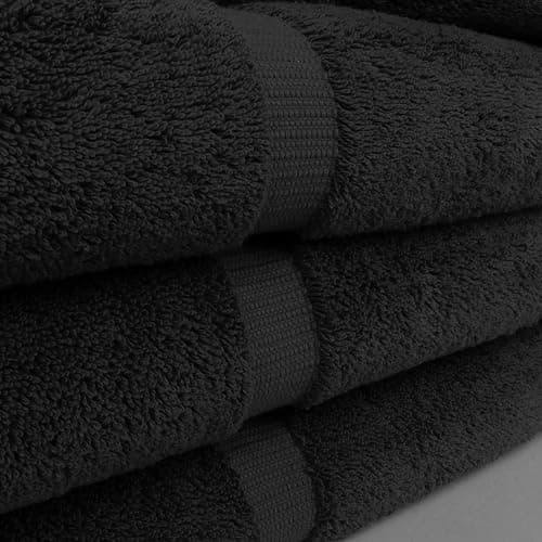 Chakir Turkish Linens | Hotel & Spa Quality 100% Cotton Luxury Turkish Towels | Soft & Absorbent (30x60 Inches Extra Large Bath Towels, Set of 4 -Black) thumbnail 5