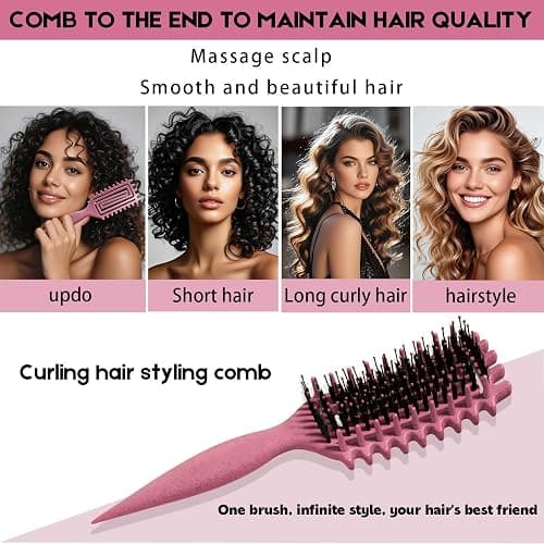 Curly Hair Brush Candybrush Curl Defining Brush for Detangling Shaping and Defining Curls for Women, Men, Wet & Dry Hair (Pink) thumbnail 6