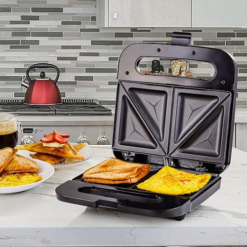 OVENTE Electric Sandwich Maker with Non-Stick Plates, Indicator Lights, Cool Touch Handle, Easy to Clean and Store, Perfect for Cooking Breakfast, Grilled Cheese, Tuna Melts and Snacks, Black GPS401B thumbnail 9