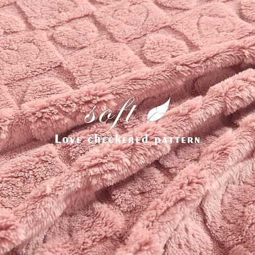 GIOKARNNA Heart Checkered Throw Blankets, for Love Mother Friends Pets,280 GSM Super Soft Warm Lightweight Fluffy Bed Blanket for Women Anniversaries(Pink,90"x90") | Super Soft, Warm, Fluffy, Lightweight, Bed Blanket, for Love Mother Friends Pets, for Women Anniversaries thumbnail 5