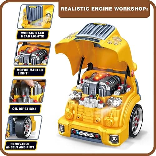 MUGEYMYD Large Truck Engine Toy for Kids 3-5, Take Apart Motor Vehicle Pretend Play Car with Light and Sound, Kids Mechanic Workshop Set, Toy Engine Building Kit for Toddlers. thumbnail 4