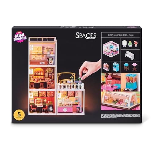 Mini Brands Mini Spaces Sweet Scoop By ZURU | DIY Mini Spaces build & customize kit; light-up miniature ice cream shop scene; display Mini Brands miniatures and figures thumbnail 8