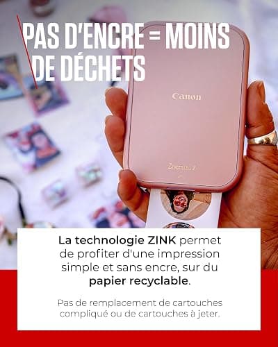 Canon Zoemini 2 Imprimante Photo Portable - Mini Imprimante Portable - Mini Imprimante Photo - Compacte et sans Fil - Bluetooth 5.0 et Charge Rapide Type-C - Imprimante de Voyage, Or Rose thumbnail 6