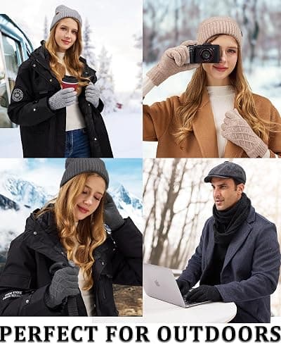 REACH STAR 2 Pairs Winter gloves for women Touch screen Elastic Thermal knit Lining Warm Gloves for Cold weather thumbnail 6