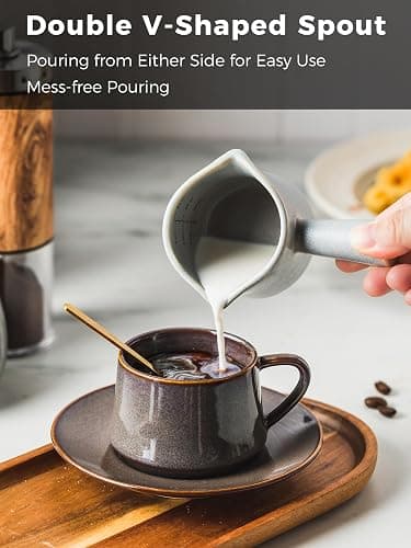 YHOJOY Espresso Cups Ceramic, Espresso Measuring Cups with Dual Measurement Scale, Expresso Shots Cup with Handle, Espresso Accessories, 3 Oz/ 90 Ml, Blue thumbnail 5