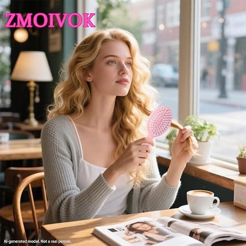 12 pcs Mini Hair Brush,Travel Detangling Brush with Exquisite Packaging Box,Mini Brush for Most Hair Types,Bridesmaid Party Christmas Stockings Filling Wet Hair Brushes (Pink) thumbnail 5