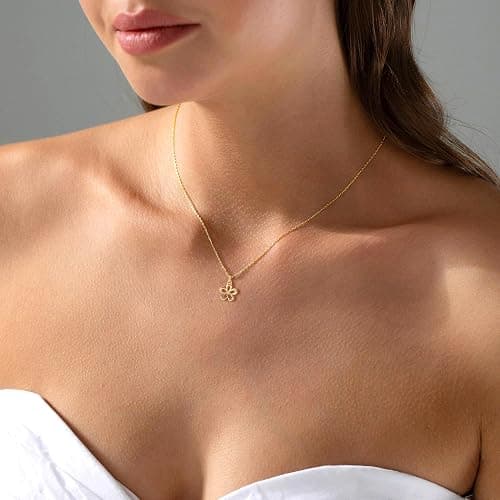 GUOKE Gold Necklace for Women – 14K Gold Plated Dainty Pendant Necklace, Starfish Flower Star Sunflower Heart Infinity Butterfly Cross Shell Minimalist Jewelry for Her thumbnail 4