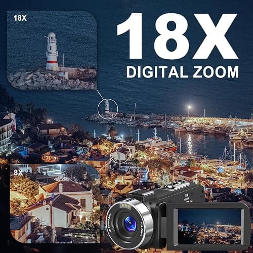 Yollner 8K Video Camera 64MP Camcorder IR Night Vision Vlogging Camera, 18X Zoom WiFi Digital Touch Screen Camcorder for YouTube with 32GB SD Card, Remote Control, and Two Batteries thumbnail 6