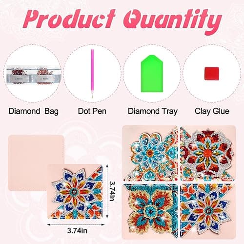 WIVICO 4 pcs Diamond Painting Bookmarks, DIY Diamond Art Kits for Adults, Book Corner - Protecting Bookmark Craft Supplies Kits for Book Lovers(Mandala C) thumbnail 4