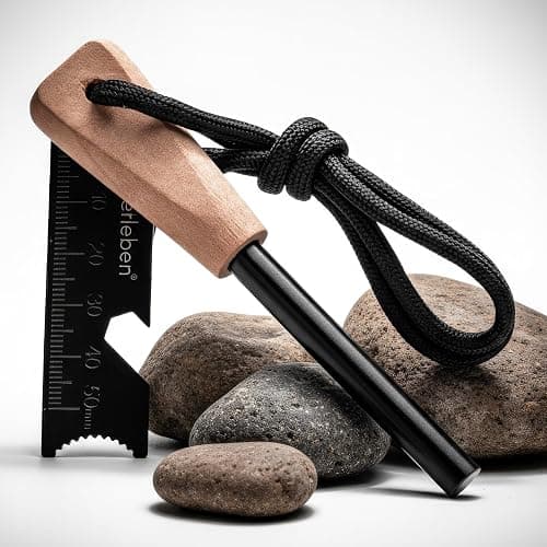 überleben Ferro Rod Fire Starter for Survival w/Fire Striker (Up to 20,000 Strikes) - Compact Fire Steel for Hiking, Emergency Kit - Waterproof Flint and Steel - Camping Ferrocerium Rod with Striker - Image 1