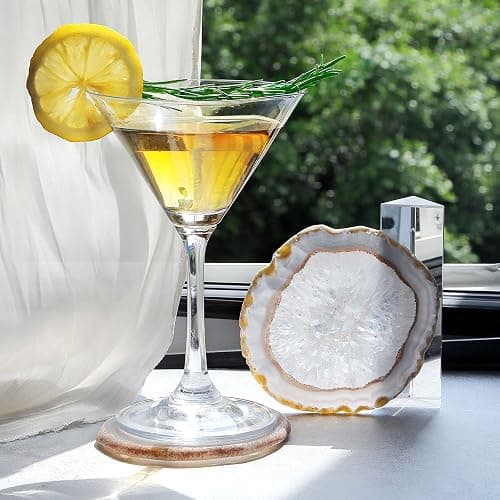 FOLKOR LIFE Natural Agate Coaster Set of 4, 3.5-4" Crystalline Geode Stone Coasters for Drinks Coffee Table Decor Agate Slices Glass Cups Holder for Home Guest Room Housewarming Birthday Gift thumbnail 2