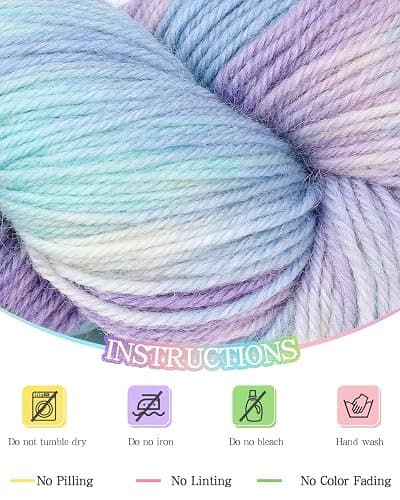 Katech Wool Yarn for Crocheting- 3 Pack 10.58oz/300g Cashmere Yarn- 52% Wool, 10% Cashmere, 38% Polyester, DK Weight Yarns #3-885 Yards Hand Dyed Yarns for Knitting Socks Sweater Shawl-Purple Pink thumbnail 5