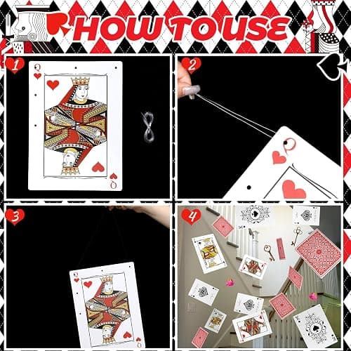 Soulchen 20 Pcs Wonderland Tea Party Decoration Hanging Wonderland Poker Cards Garland Decoration Background for Birthday Baby Shower Party Supplies thumbnail 3