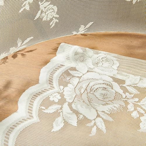 SEEKRIGHT Ivory Lace Curtains 80 Inches Long 2 Panels Victorian Floral Sheer for Bedroom Living Room Rod Pocket Light Filtering Cream Window Decor for Dining Room Home Office, 52x80 thumbnail 7